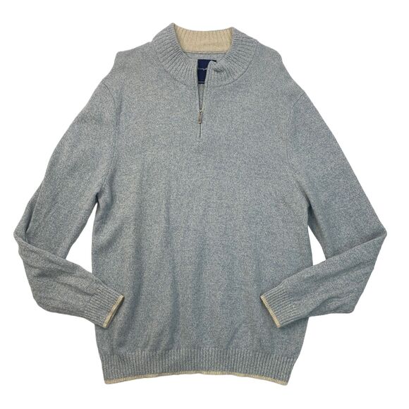 Tommy Bahama Sweater Mens XL Extra Large Fog Half Zip Funnel Neck Wool Blend - Picture 1 of 13